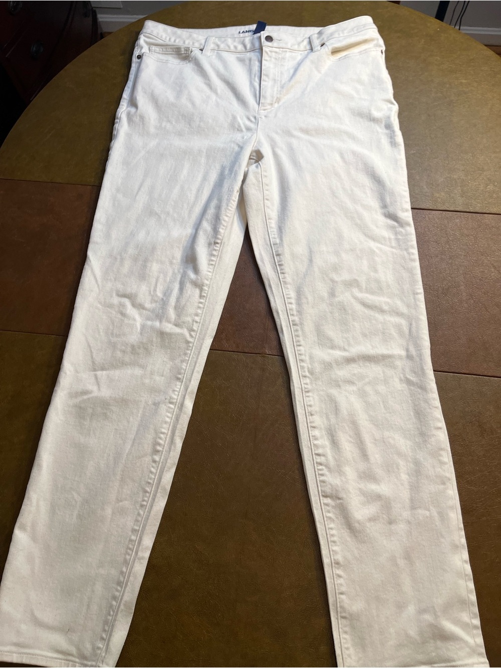 Lands’ End Cream Jeans Classic Straight Fit 18 Tall